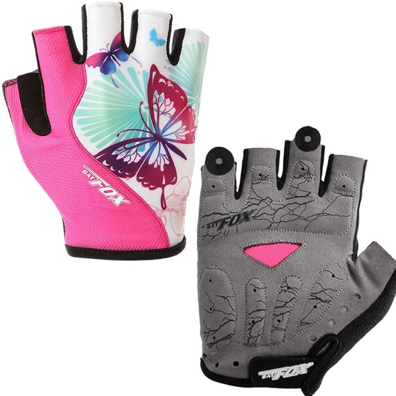 DuShow Women Half Finger Cycling Gloves,Gel Padded Anti-Slip Shock-Absorbing Mountain Road Bicycle Biking Bike Short Fingerless Gloves(Pink,L) - Image 1